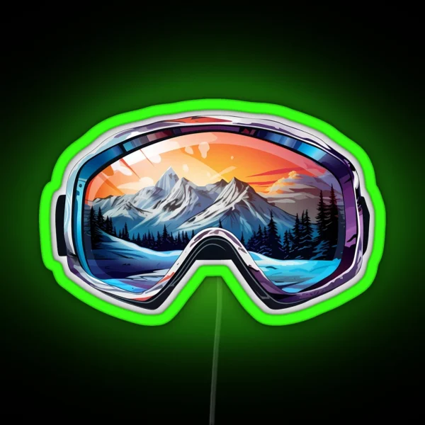 Colorful Ski Goggles Sledding Goggles Winter Sports Mountain Reflection RGB Neon Sign