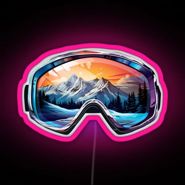 Colorful Ski Goggles Sledding Goggles Winter Sports Mountain Reflection RGB Neon Sign