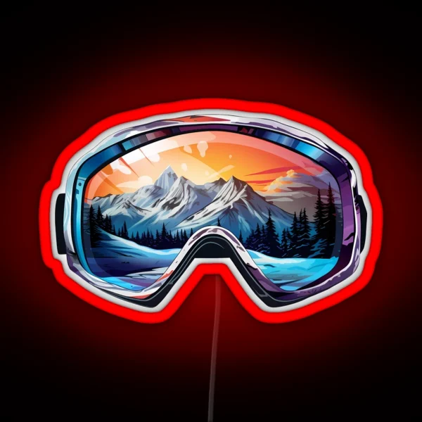 Colorful Ski Goggles Sledding Goggles Winter Sports Mountain Reflection RGB Neon Sign