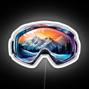 Colorful Ski Goggles Sledding Goggles Winter Sports Mountain Reflection RGB Neon Sign