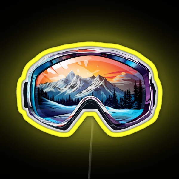 Colorful Ski Goggles Sledding Goggles Winter Sports Mountain Reflection RGB Neon Sign