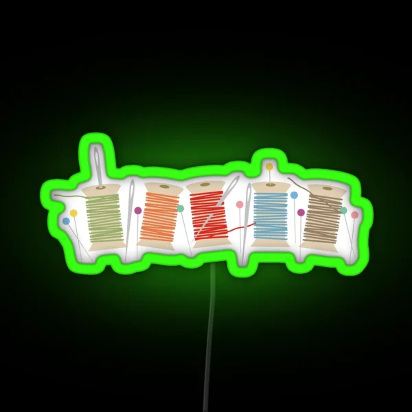 Colorful Spools Of Thread Pins Needles Sewing RGB Neon Sign