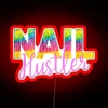 Colorful Tie Dye Nail Hustler Nail Tech Techniques Nail Boss Nail Artist Salon Team RGB Neon Sign