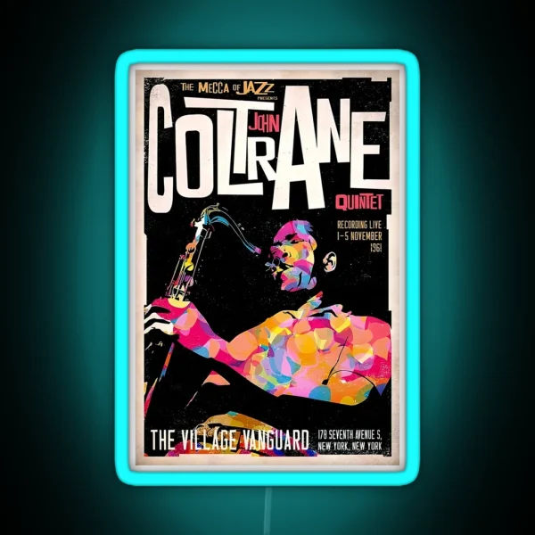 Coltrane Vintage Jazz Poster RGB Neon Sign