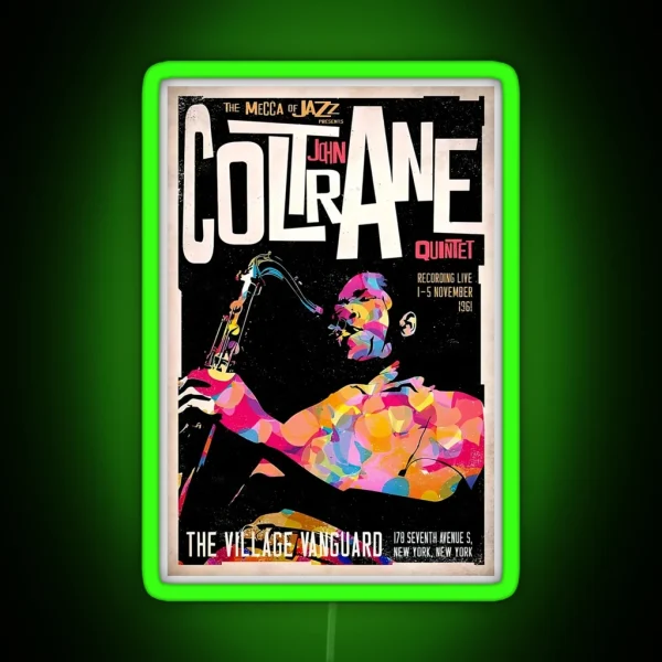 Coltrane Vintage Jazz Poster RGB Neon Sign