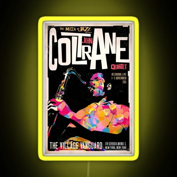 Coltrane Vintage Jazz Poster RGB Neon Sign