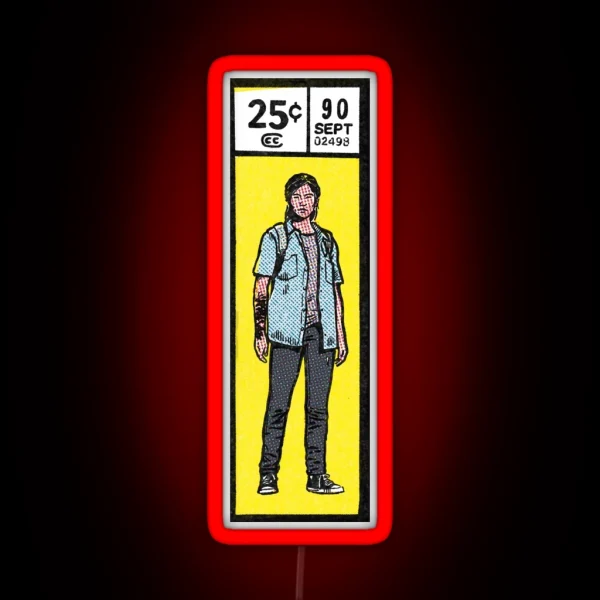 Comic Book Corner Box Ellie The Last Of Us 2 Fan Art RGB Neon Sign