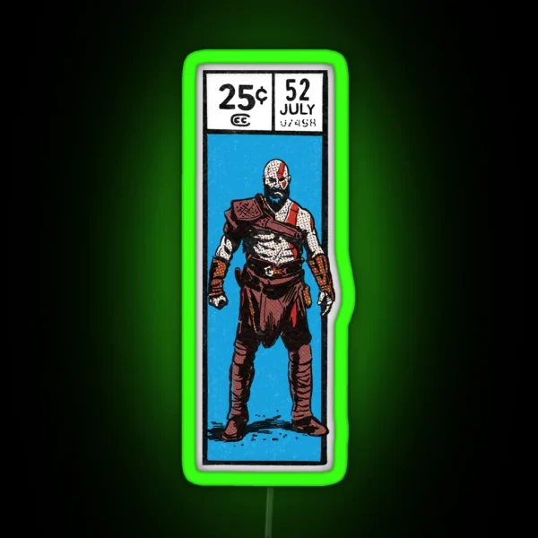 Comic Book Corner Box Kratos God Of War Fan RGB Neon Sign