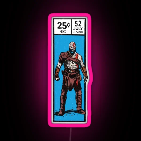 Comic Book Corner Box Kratos God Of War Fan RGB Neon Sign