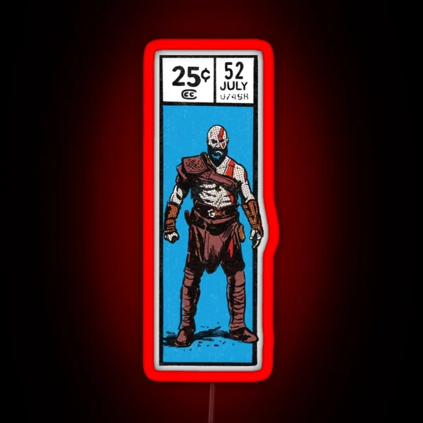 Comic Book Corner Box Kratos God Of War Fan RGB Neon Sign