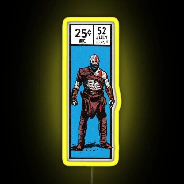 Comic Book Corner Box Kratos God Of War Fan RGB Neon Sign