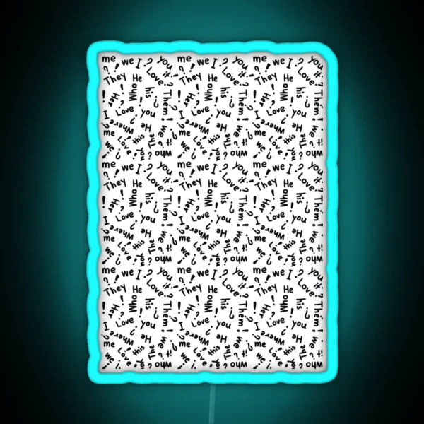 Common Words In Everyday Life Doodle Style RGB Neon Sign