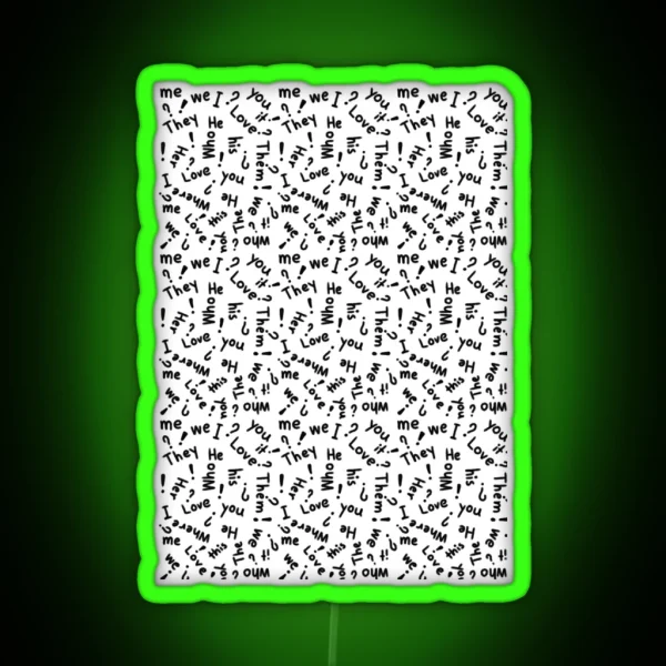 Common Words In Everyday Life Doodle Style RGB Neon Sign