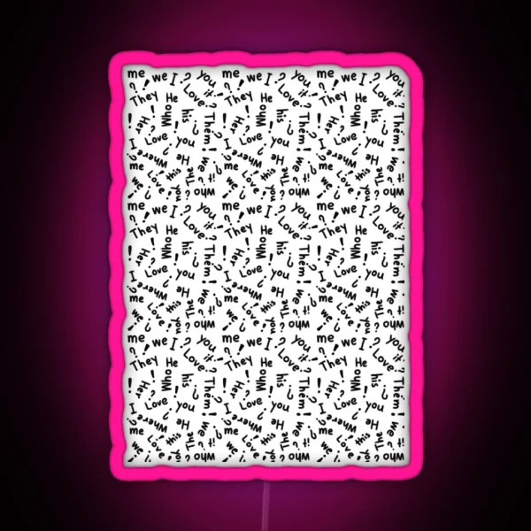 Common Words In Everyday Life Doodle Style RGB Neon Sign
