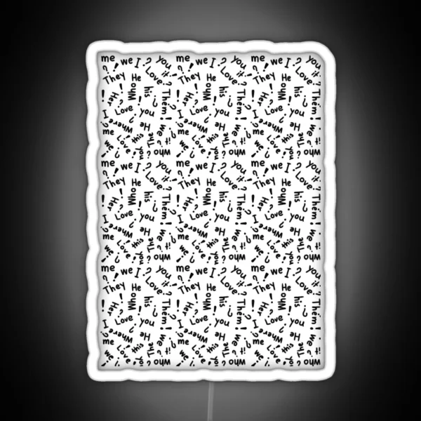 Common Words In Everyday Life Doodle Style RGB Neon Sign