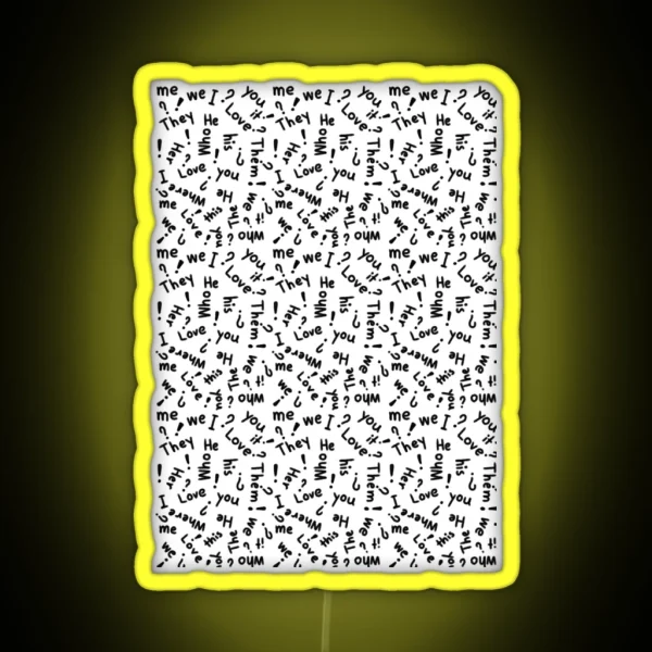 Common Words In Everyday Life Doodle Style RGB Neon Sign