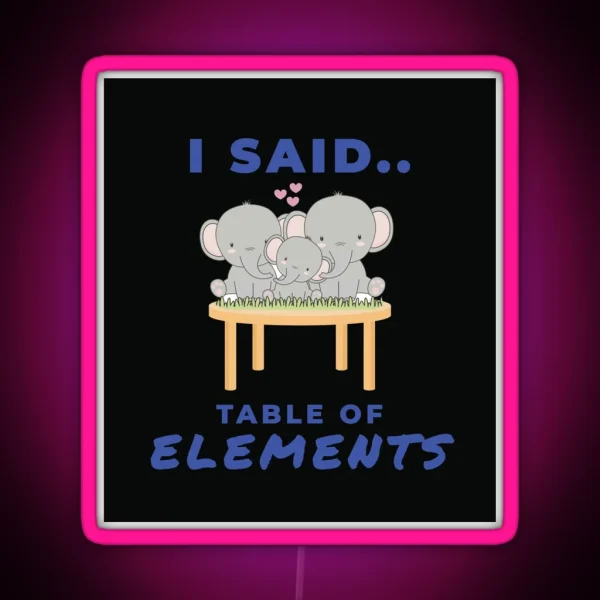 Confused Word Play Elements For Elephants Design RGB Neon Sign