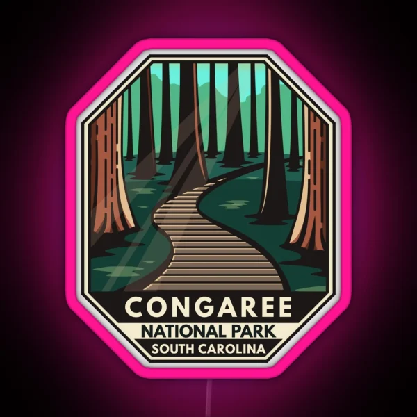 Congaree National Park Retro Emblem RGB Neon Sign