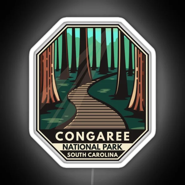 Congaree National Park Retro Emblem RGB Neon Sign