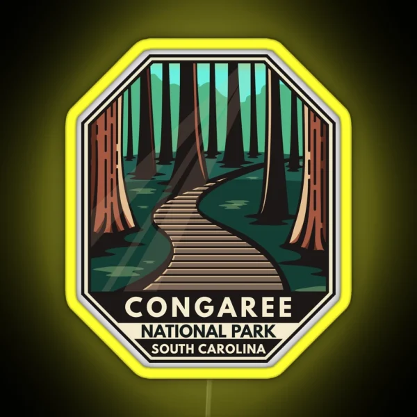 Congaree National Park Retro Emblem RGB Neon Sign