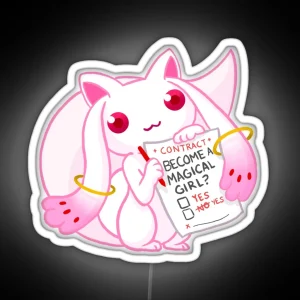 Contract With The Devil Pastel Pink Kyubey RGB Neon Sign