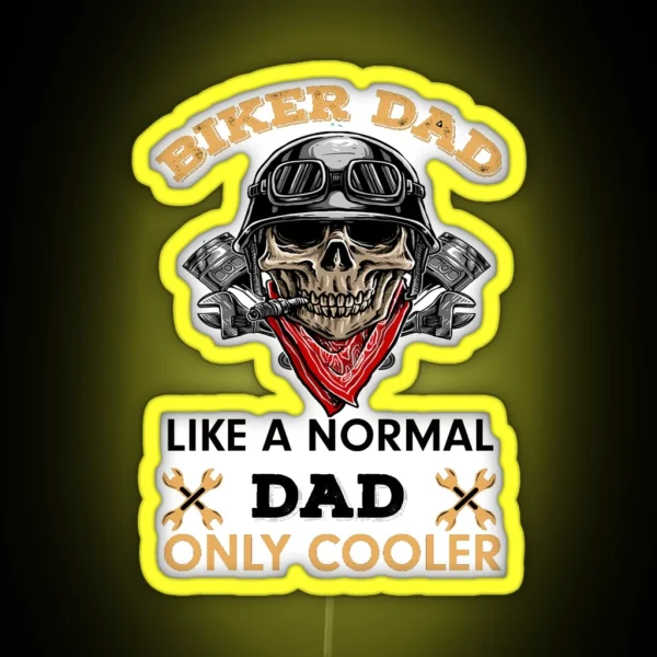 Cool Biker Dad RGB Neon Sign