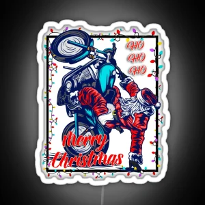 Cool Biker Santa Funny Christmas Gift RGB Neon Sign