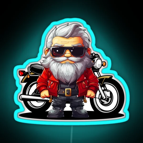 Cool Biker Santa Led RGB Neon Sign