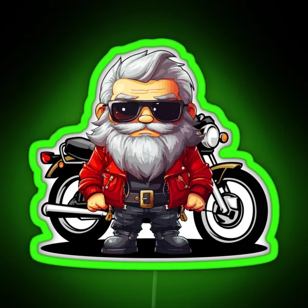 Cool Biker Santa Led RGB Neon Sign