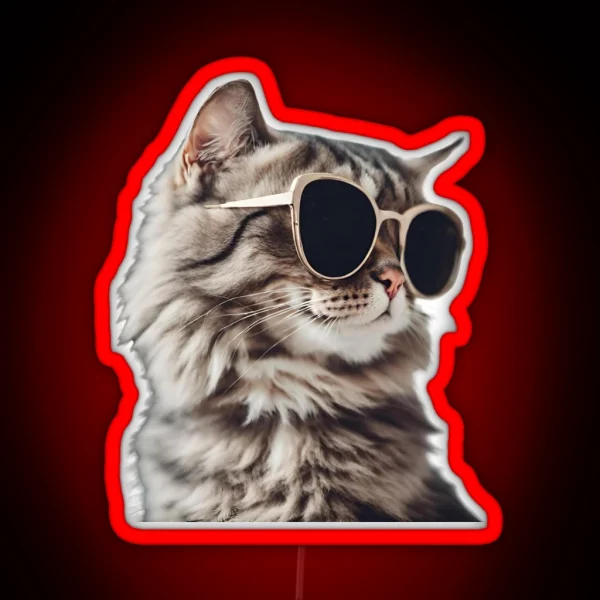 Cool Cat Wearing Sunglasses RGB Neon Sign