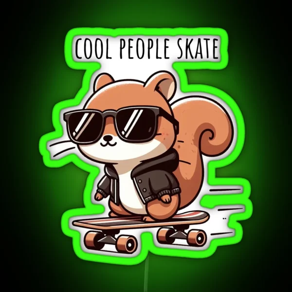 Cool Guy Squirrel Skate RGB Neon Sign