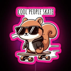 Cool Guy Squirrel Skate RGB Neon Sign