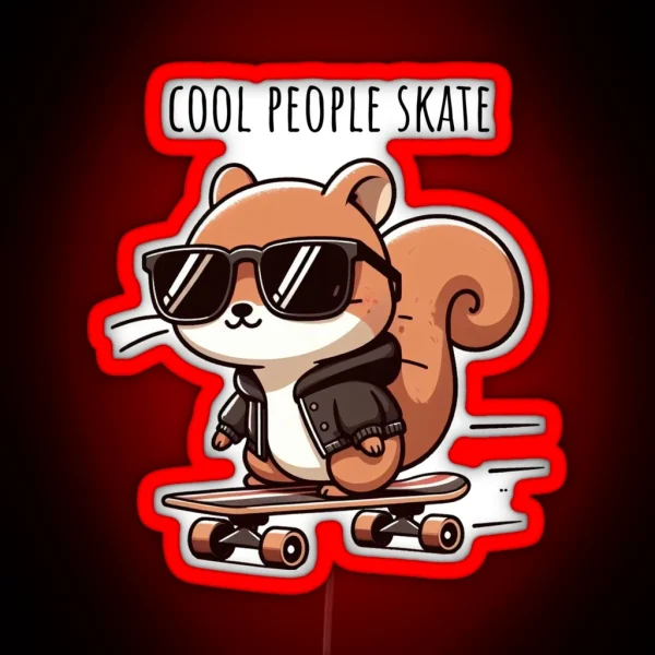 Cool Guy Squirrel Skate RGB Neon Sign