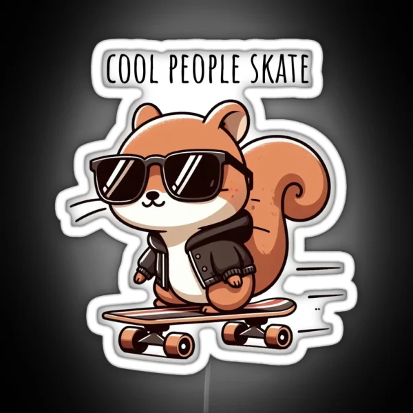 Cool Guy Squirrel Skate RGB Neon Sign