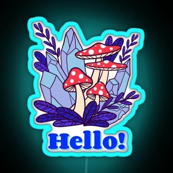 Cool Kawaii Fly Agaric Mushroom Cute Kawaii Art RGB Neon Sign
