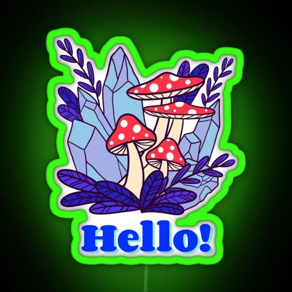 Cool Kawaii Fly Agaric Mushroom Cute Kawaii Art RGB Neon Sign