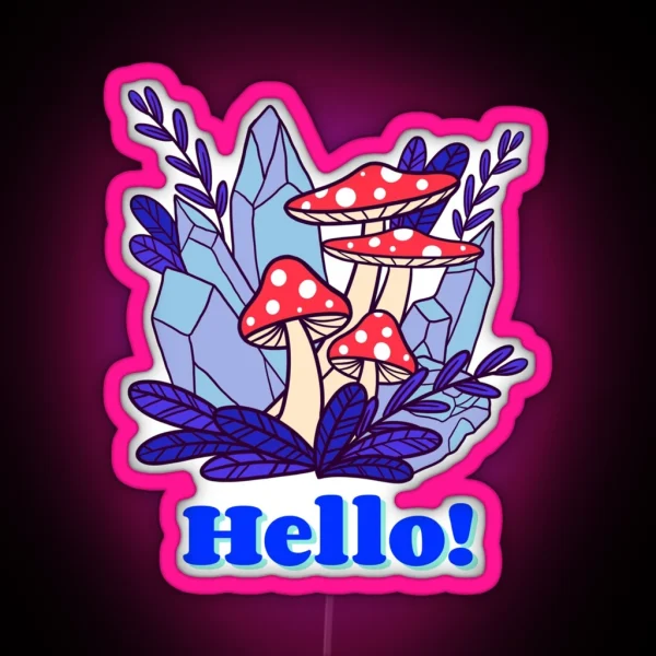 Cool Kawaii Fly Agaric Mushroom Cute Kawaii Art RGB Neon Sign