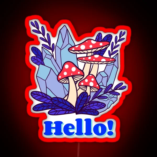 Cool Kawaii Fly Agaric Mushroom Cute Kawaii Art RGB Neon Sign