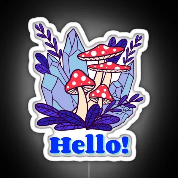 Cool Kawaii Fly Agaric Mushroom Cute Kawaii Art RGB Neon Sign