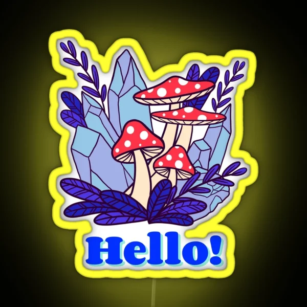 Cool Kawaii Fly Agaric Mushroom Cute Kawaii Art RGB Neon Sign