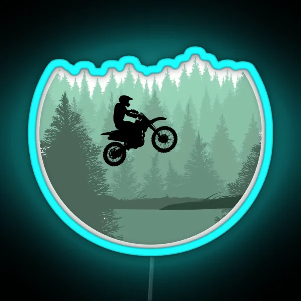 Cool Motocross Forest Jump Dirt Bike Riders RGB Neon Sign