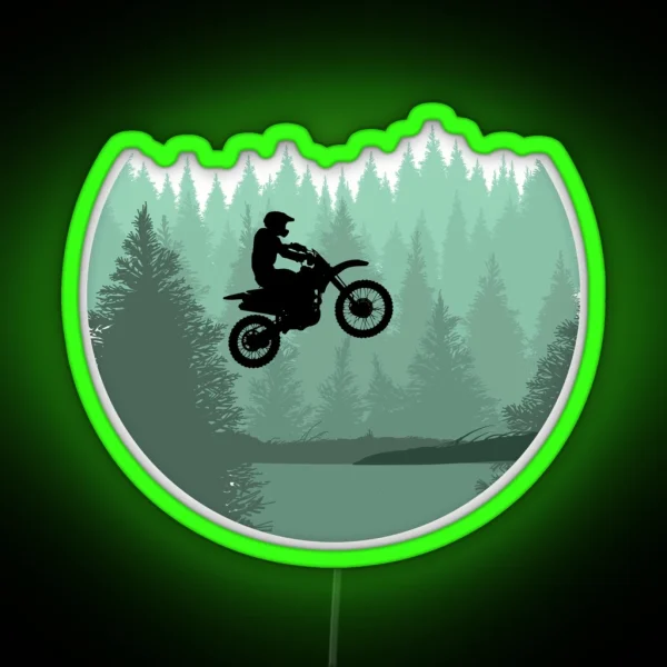 Cool Motocross Forest Jump Dirt Bike Riders RGB Neon Sign