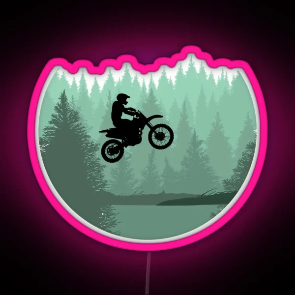 Cool Motocross Forest Jump Dirt Bike Riders RGB Neon Sign
