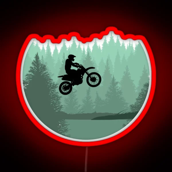 Cool Motocross Forest Jump Dirt Bike Riders RGB Neon Sign
