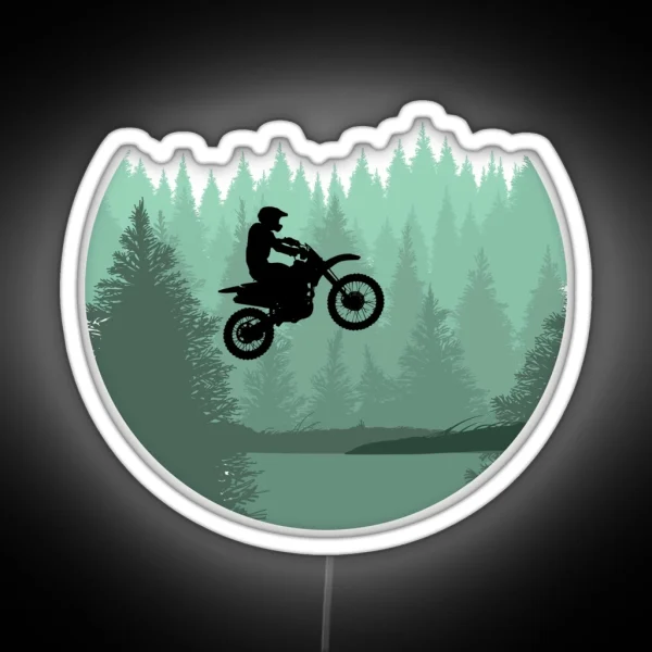 Cool Motocross Forest Jump Dirt Bike Riders RGB Neon Sign