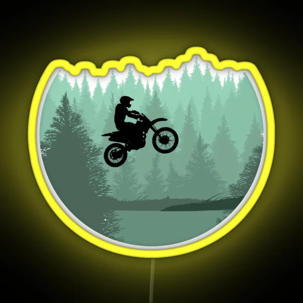 Cool Motocross Forest Jump Dirt Bike Riders RGB Neon Sign