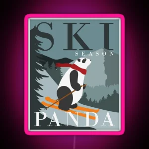 Cool Panda In Ski Season RGB Neon Sign