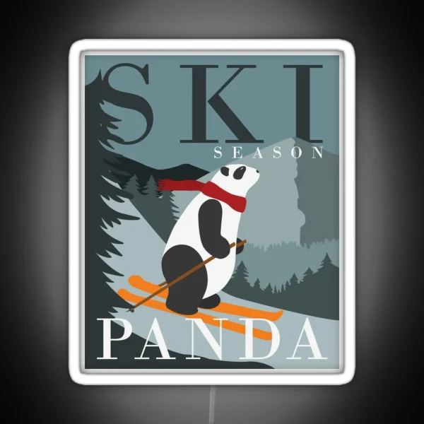 Cool Panda In Ski Season RGB Neon Sign