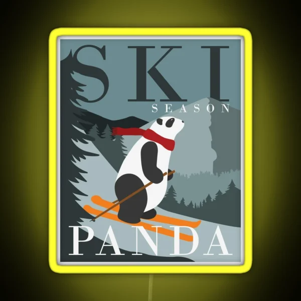 Cool Panda In Ski Season RGB Neon Sign