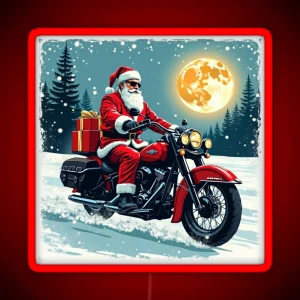 Cool Santa Biker RGB Neon Sign